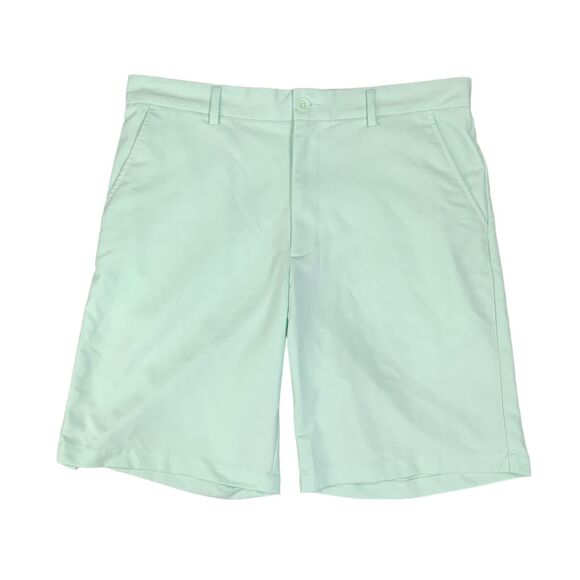 Greg Norman Shorts Mens 34 Sea Mist Tasso Elba Performance Flat Front Golf Chino - Picture 1 of 13